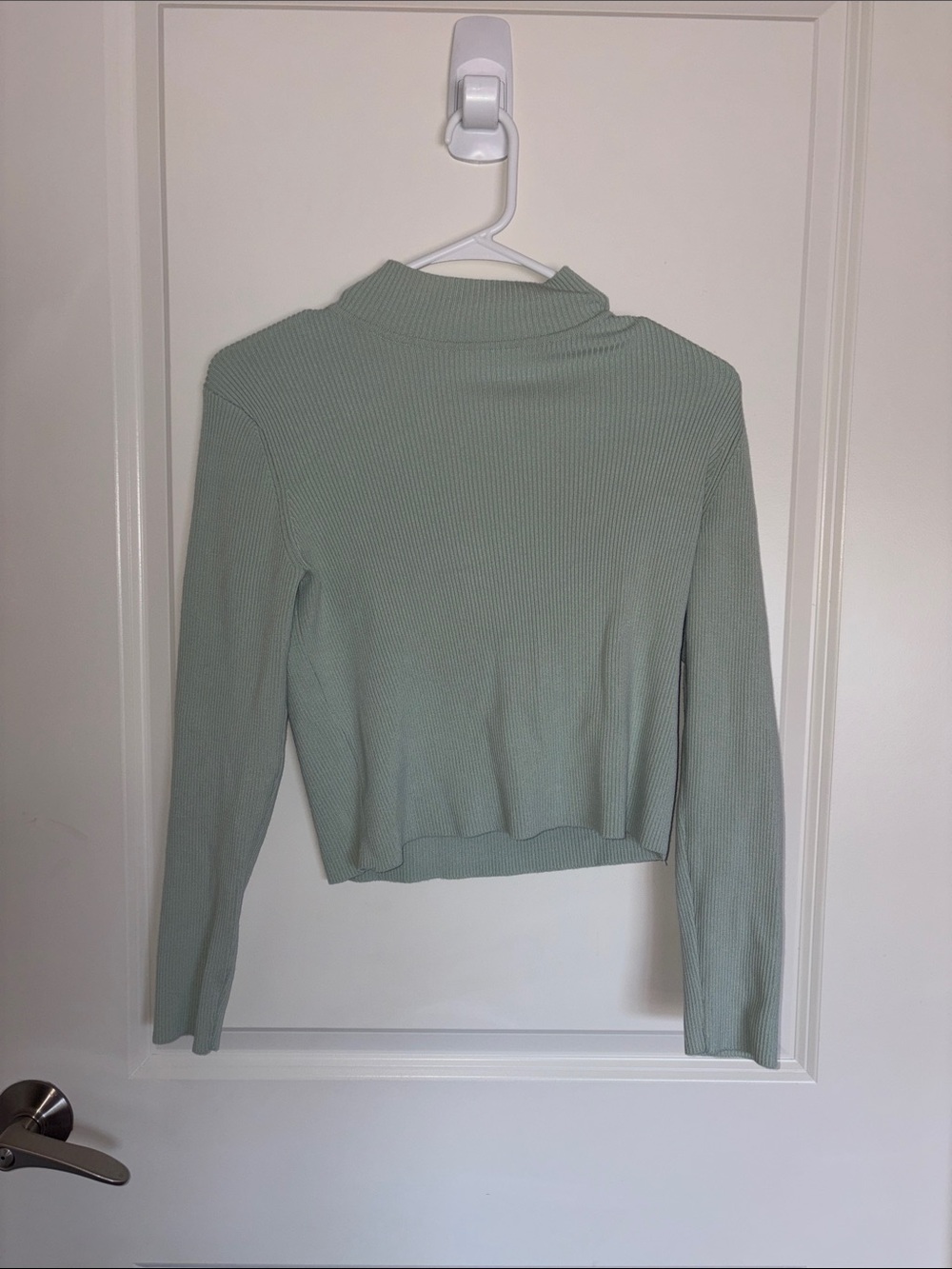 Divided Light Green Ribbed Long Sleeve Top
